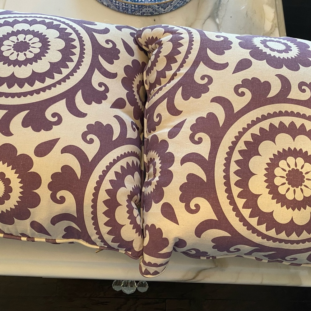 Purple and Cream Decorative Pillow